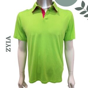 Zyia Active Men’s Polo Shirt Golf Lime Green Hot Pink Size – Medium